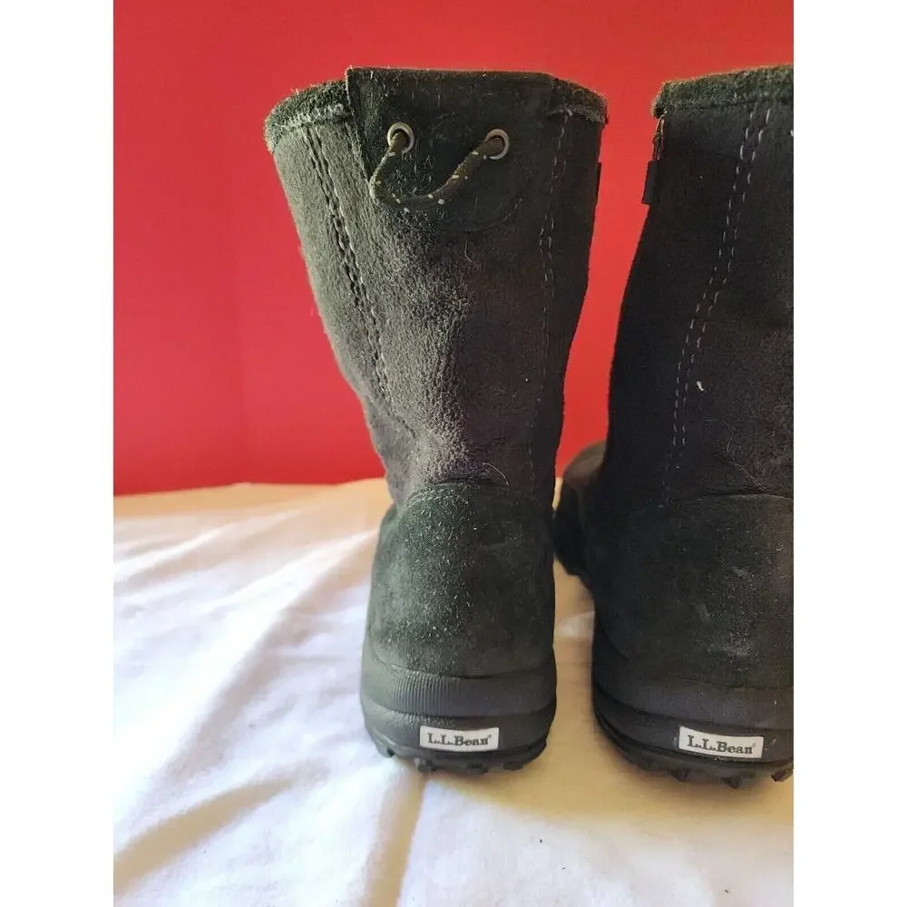 Ll Bean Black Ankle Boots Side Zipper Men's Size 10 M suede and fleece